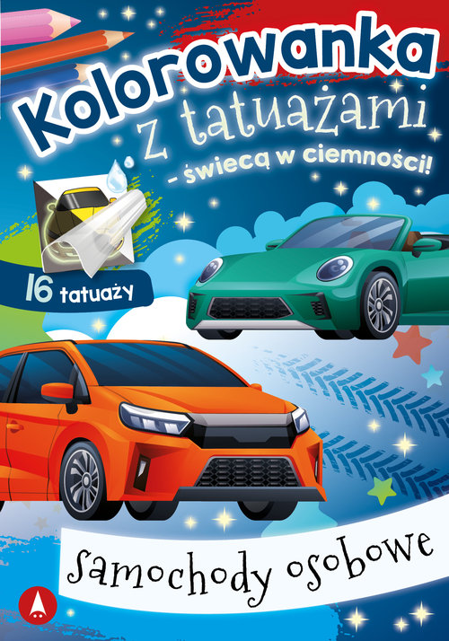 Okładka: Kolorowanka z tatuażami - świecą w ciemności! Samochody osobowe