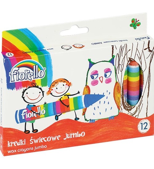 Okładka: Kredki świecowe Jumbo okrągłe 14 mm 12 kolorów