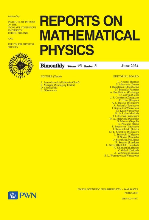 Okładka: Reports on Mathematical Physics Volume 93 Nr 3